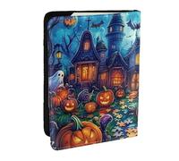 Funda organizadora para pasaporte con diseño de esqueleto de monstruo y luna llena de bosque, de piel sintética, para hombres y mujeres, 6.5 pulgadas, Black, Talla única