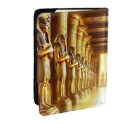 Funda organizadora para pasaporte con diseño de templos de pirámide egipcia, de piel sintética, para hombres y mujeres, 6.5 pulgadas, Black, Talla única