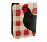 Funda organizadora para pasaporte con estampado de gallo negro y rojo, de piel sintética, para hombres y mujeres, 6.5 pulgadas, Black, Talla única