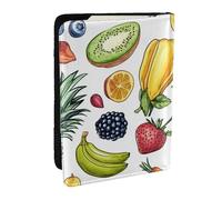 Funda organizadora para pasaporte con estampado de plátano y arándanos verdes, de piel sintética, para hombres y mujeres, 6.5 pulgadas, Black, Talla única