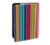 Funda organizadora para pasaporte con rayas de colores y pompones, de piel sintética, para hombres y mujeres, 6.5 pulgadas, Black, Talla única