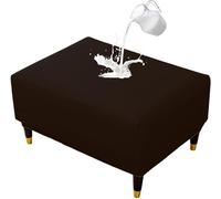 Funda otomana de piel sintética impermeable, funda cuadrada para reposapiés, funda elástica para almacenamiento, protector de muebles para sala de estar (negro, mediano)