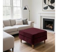 Funda otomana de terciopelo elástico, funda antideslizante con lazos elásticos, protector de reposapiés para otomanas cuadradas de almacenamiento (rojo vino, diseño de popofy)