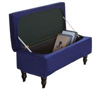 Funda otomana elástica, Funda Rectangular de Terciopelo Suave for puf, Plegable for reposapiés, Protectora Dormitorio, Sala de Estar(Bleu Marine,L)