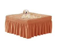 Funda otomana rectangular con faldón, funda elástica para taburete de pie, fundas otomanas de almacenamiento rectangulares, funda para reposapiés para sala de estar (naranja)