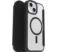 Funda OtterBox React Series Folio para iPhone 16e, 15, 14, 13, Resistente a Golpes y caídas, Soporte para Tarjetas,Testada según los Estándares Militares, Transparente, Negro