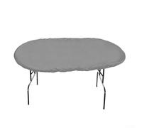 Funda ovalada para mesa de póquer Oxford 420D, impermeable, protector de mesa de juego con cordón para muebles de patio al aire libre, protector de lluvia, viento y polvo, hoja ovalada grande (gris)