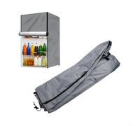 Funda Oxford 210D para frigorífico al aire libre con cremallera, resistente a la intemperie, para congelador de pie, con ventilación y dobladillo elástico, color negro y gris, 56 x 58 x 86 cm