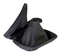 Funda palanca de cambios y Freno de mano - para BMW e46 Serie 3 1998-2007 - negro azul - de cuero auténtico - de marchas manual - para transmisión manual - fuelle palanca de cambios - (A0183)