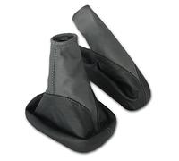 Funda palanca de cambios y Freno de mano - para Opel Corsa C 2000-2006 - negro gris - de cuero auténtico - de marchas manual - para transmisión manual - fuelle palanca de cambios - (A104-6)