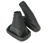Funda palanca de cambios y Freno de mano - para Opel Vectra B 1995-2002 - negro - de cuero auténtico perforado - de marchas manual - para transmisión manual - fuelle palanca de cambios - (A106-1)