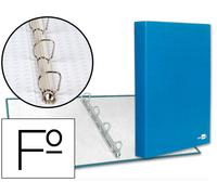 Carpeta de 4 anillas 25mm mixtas liderpapel folio carton forrado paper coat celeste - CA23