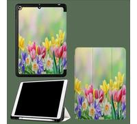 Funda para 2018/2017 iPad 9.7 6th/5th Generation - Ultra Slim Tri-Fold Función de Soporte,Protectora Plegable Smart Cover,Auto Sueño/Estela Planta Floral Pétalos Tulipán