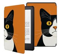 Funda para 6,8" Kindle Paperwhite 11.° - Funda Ligera de Piel sintética con función de Encendido y Apagado automático para el Lector electrónico Paperwhite 2021 - Negro Blanco Gato