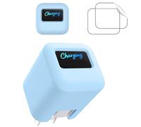 Funda para adaptador de corriente Anker Nano de 45 W Max con 2 protectores de pantalla, funda protectora de silicona suave para cargador dinámico, funda protectora a prueba de golpes y polvo (azul