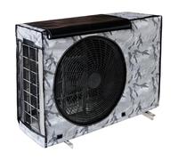 Funda para aire acondicionado al aire libre, cubierta de aire acondicionado de PEVA para exteriores, a prueba de nieve y sol, cobertura completa con malla transpirable y fijación a presión (gris, 85 x