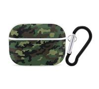Funda para Airpod Pro con clip de bloqueo seguro, funda protectora de camuflaje militar verde duro compatible con Airpod Pro de 2ª y 1ª generación para mujeres y hombres, LED frontal visible, blanco