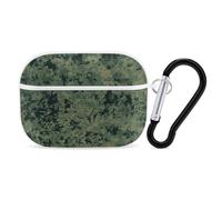 Funda para Airpod Pro con clip de bloqueo seguro, funda protectora de camuflaje verde duro, compatible con Airpod Pro de 2ª y 1ª generación, para mujeres y hombres, LED frontal visible, blanco