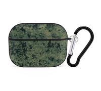 Funda para Airpod Pro con clip de bloqueo seguro, funda protectora de camuflaje verde duro compatible con Airpod Pro de 2ª y 1ª generación para mujeres y hombres, LED frontal visible, negro