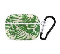 Funda para Airpod Pro con clip de bloqueo seguro, funda protectora dura verde helecho compatible con Airpod Pro de 2ª/1ª generación para mujeres y hombres, LED frontal visible, blanco