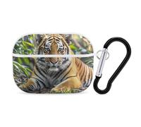Funda para Airpod Pro con clip de bloqueo seguro, funda protectora rígida Big Tiger compatible con Airpod Pro de 2ª y 1ª generación para mujeres y hombres, LED frontal visible, color blanco