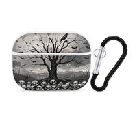 Funda para Airpod Pro con clip de bloqueo seguro, funda protectora rígida de calavera compatible con Airpod Pro de 2ª y 1ª generación para mujeres y hombres, LED frontal visible, color blanco