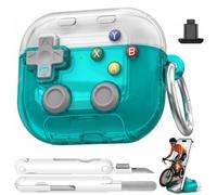 Funda para AirPods 4, con botón presionable, bloqueo de seguridad y soporte para teléfono, funda de regalo divertida para mujeres y hombres, para aliviar el estrés, azul transparente
