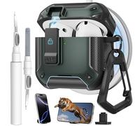 Funda para AirPods 4 con clip magnético de bloqueo seguro y soporte para teléfono, compatible con carga Magsafe, con mosquetón y kit limpiador para Apple iPod de 4ª generación (2024), hombres y