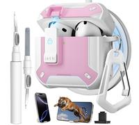 Funda para AirPods 4 con clip magnético de bloqueo seguro y soporte para teléfono, compatible con carga Magsafe, con mosquetón y kit limpiador para Apple iPod de 4ª generación (2024), hombres y