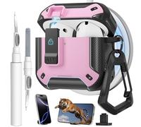Funda para AirPods 4 con clip magnético de bloqueo seguro y soporte para teléfono, compatible con carga Magsafe, con mosquetón y kit limpiador para Apple iPod de 4ª generación (2024), hombres y