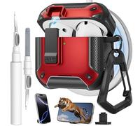 Funda para AirPods 4 con clip magnético de bloqueo seguro y soporte para teléfono, compatible con carga Magsafe, con mosquetón y kit de limpieza para Apple iPod de 4ª generación (2024), hombres y