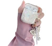 Funda para AirPods con diseño de mariposa con purpurina transparente para niñas, suave y flexible, de TPU para AirPods 2 y 1 (mariposa)