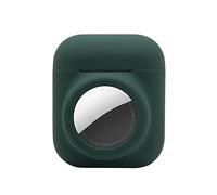 Funda para Airpods de 1ª generación con Soporte para Airtag, Funda Protectora 2 en 1, Compatible con Apple AirTag y AirPod 1 y 2, antiarañazos, antipérdida, Verde negruzco