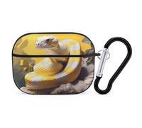 Funda para AirPods Pro 2 de Python amarilla y blanca, a prueba de golpes, funda protectora rígida para mujeres y hombres, compatible con Airpod Pro de 2ª y 1ª generación con llavero, color negro