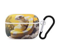 Funda para AirPods Pro 2 de Python amarilla y blanca, funda protectora a prueba de golpes para mujeres y hombres, compatible con Airpod Pro Case 2ª/1ª generación con llavero, color blanco