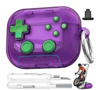 Funda para AirPods Pro 3, con botón presionable, bloqueo de seguridad y soporte para teléfono, funda de regalo divertida para mujeres y hombres, para aliviar el estrés, morado transparente
