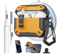 Funda para AirPods Pro 3 con cierre magnético y soporte para teléfono, compatible con carga Magsafe, con mosquetón y kit de limpieza para Apple iPod Pro de 3ª generación (2025), hombres y mujeres