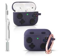 Funda para AirPods Pro 3/Pro 3ª generación 2025, funda protectora de silicona, diseño de mango de juego 3D, con kit de limpieza y llavero, funda multicolor para auriculares para niños y niñas (morado)