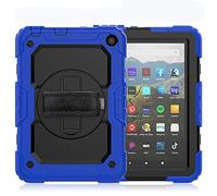Funda para Amazon Fire HD 8 2020 / HD 8 Plus 2020, 3-en-1 Funda Silicona Resistente Antigolpes con Soporte y Correa de Mano y Bandolera, Portalápiz [360 Grados de Rotacion] para Amazon Fire HD 8 2020