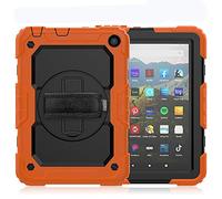 Funda para Amazon Fire HD 8 2020 / HD 8 Plus 2020, 3-en-1 Funda Silicona Resistente Antigolpes con Soporte y Correa de Mano y Bandolera, Portalápiz [360 Grados de Rotacion] para Amazon Fire HD 8 2020