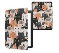 kwmobile Carcasa Compatible con Amazon Kindle Paperwhite (2024)/Colorsoft Funda - Funda con Tapa y Cierre magnético de Cuero sintético - Gatitos