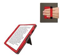 kwmobile Carcasa Compatible con Amazon Kindle Scribe (2022/2024) Funda - Funda con Stand Agarre de Mano y Tarjetero - Rojo/Gris Oscuro