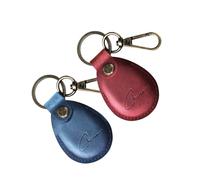 Funda para Apple AirTag colgante, llavero Airtags de cuero auténtico, funda oculta para Air Tag [2 unidades rojo+azul 2.0]