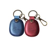 Funda para Apple AirTag colgante, llavero Airtags de cuero auténtico, funda oculta para Air Tag [2 unidades rojo+azul]