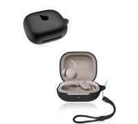 Funda para Apple Powerbeats Fit Auriculares yystao Funda de Silicona Suave Compatible con Apple Powerbeats Fit, con Cordón, Resistente al Polvo, Resistente a Golpes y Duradero, Negro