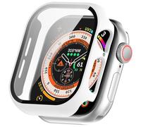 Funda para Apple Watch 11 42 mm 46 mm de vidrio templado, carcasa dura de policarbonato ultrafina, protector de pantalla para Apple Watch 11 (blanco, 42 mm)
