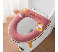 Funda para asiento de inodoro, almohadilla calentadora, fibra de cuero impermeable de 43 x 37 mm, cremallera gruesa de dibujos animados, lindo baño de otoño e invierno (D)