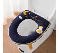 Funda para asiento de inodoro, almohadilla calentadora, fibra de cuero impermeable de 43 x 37 mm, cremallera gruesa de dibujos animados, lindo baño de otoño e invierno (F)
