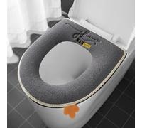Funda para asiento de inodoro con diseño de cobertura completa, fibra gruesa suave y respaldo de piel sintética, compatible con asientos de inodoro en forma de U (A)