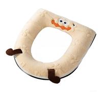 Funda para asiento de inodoro, de algodón de terciopelo, lavable, junta gruesa, suave, cálida, para la tapa del baño, para comodidad de invierno (beige)